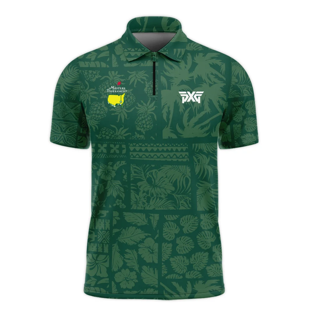 Masters Tournament Callaway Hawaiian Style Fabric Patchwork Zipper Polo Shirt Style Classic Zipper Polo Shirt For Men