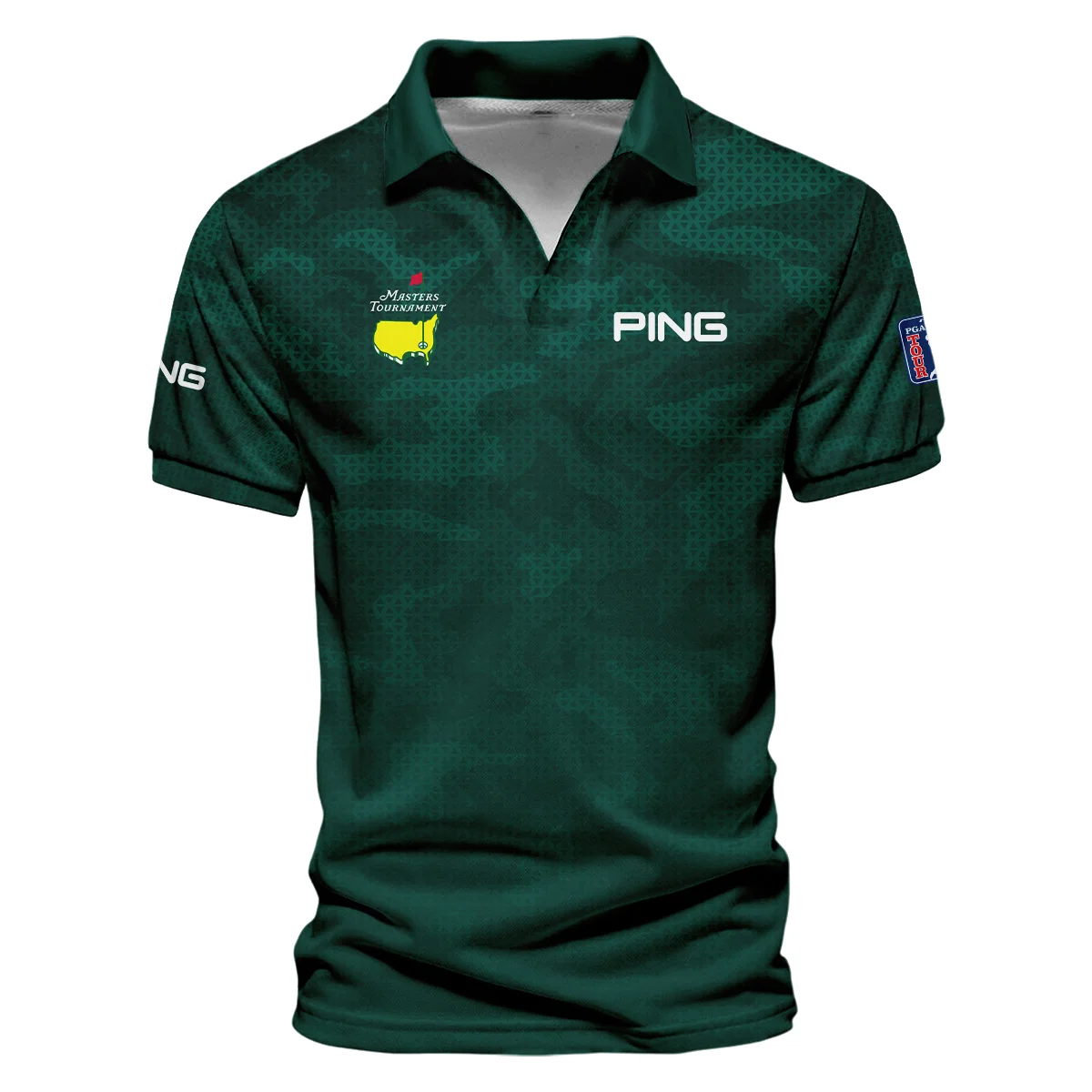 Stars Dark Green Abstract Sport Masters Tournament Ping Vneck Polo Shirt Style Classic Polo Shirt For Men