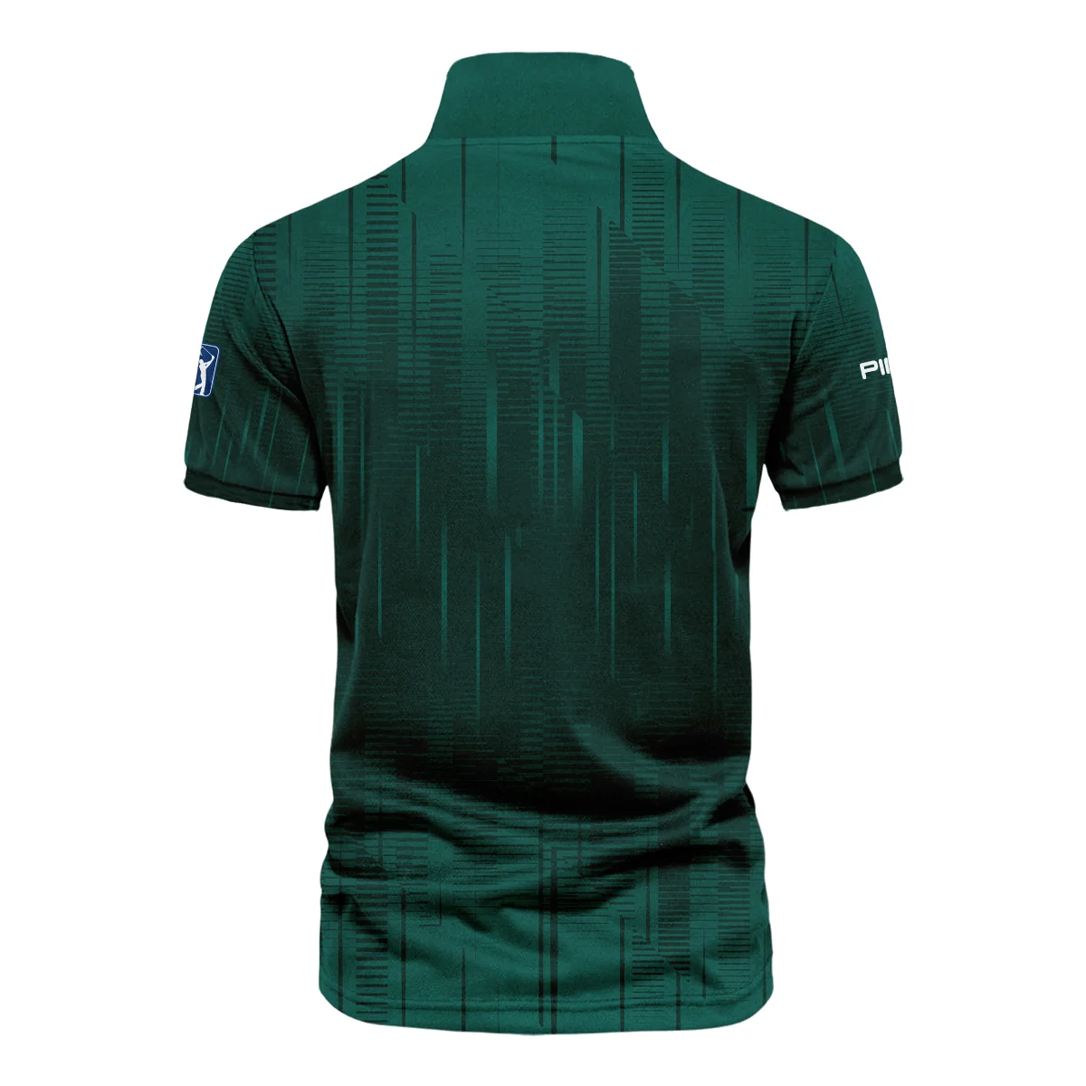 Masters Tournament Ping Dark Green Gradient Stripes Pattern Vneck Polo Shirt Style Classic Polo Shirt For Men