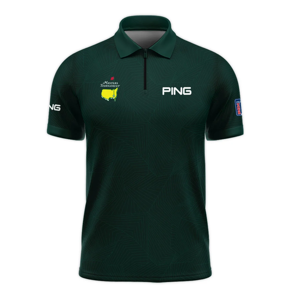 Masters Tournament Ping Pattern Sport Jersey Dark Green Zipper Polo Shirt Style Classic Zipper Polo Shirt For Men