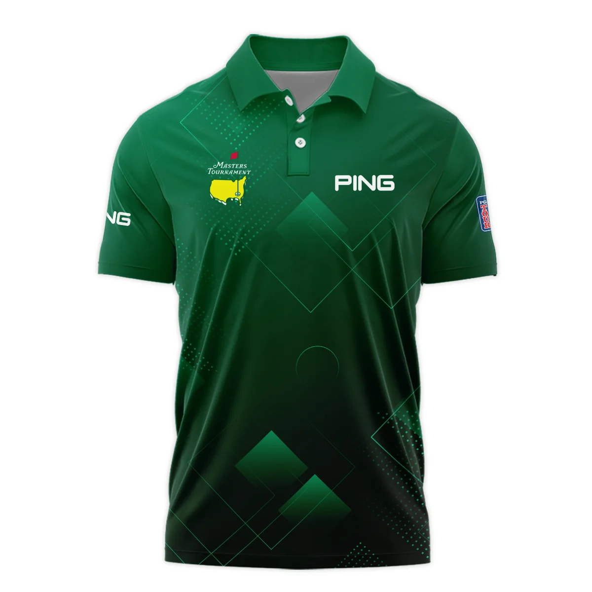 Masters Tournament Ping Polo Shirt Golf Sports Green Abstract Geometric Polo Shirt For Men