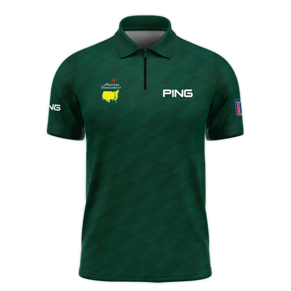 Masters Tournament Ping Star Dark Green Pattern Zipper Polo Shirt Style Classic Zipper Polo Shirt For Men