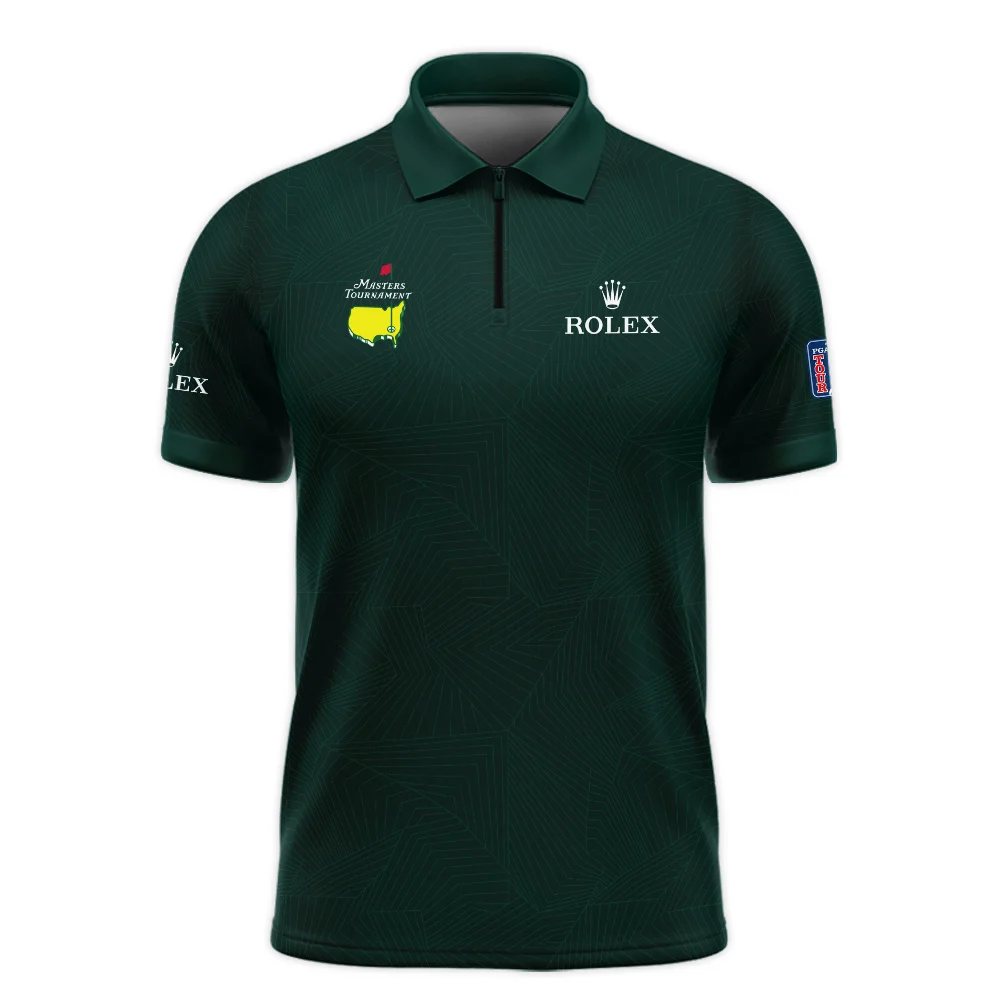 Masters Tournament Rolex Pattern Sport Jersey Dark Green Zipper Polo Shirt Style Classic Zipper Polo Shirt For Men