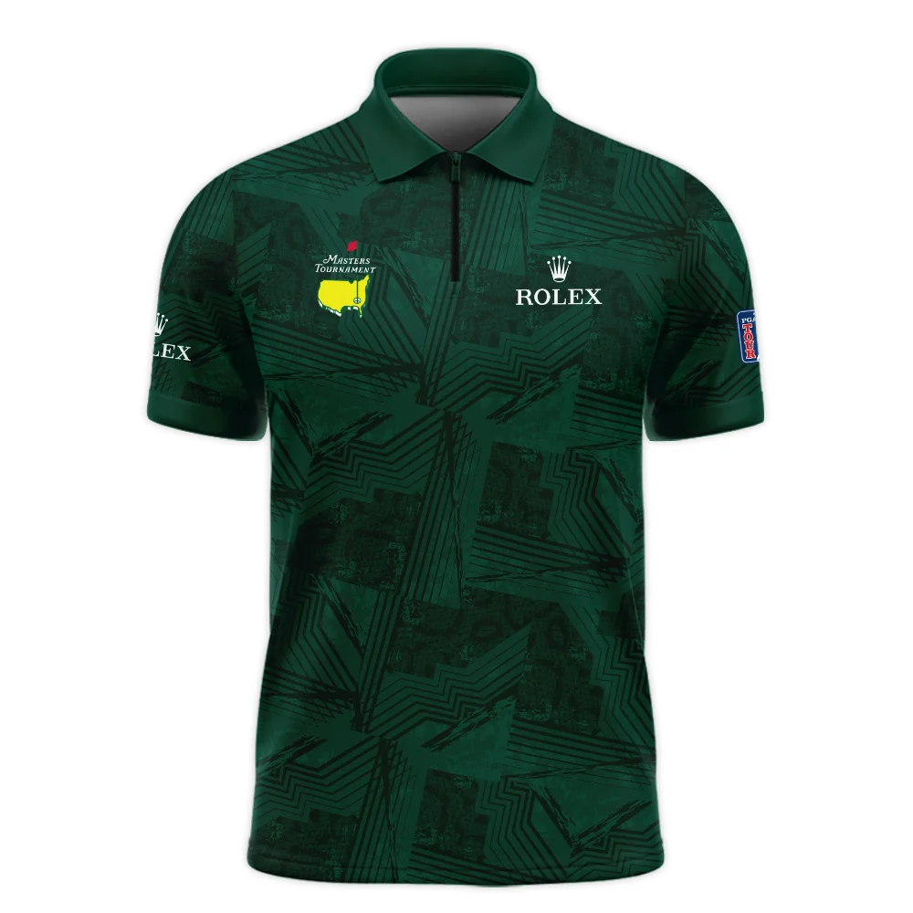 Masters Tournament Rolex Sublimation Sports Dark Green Zipper Polo Shirt Style Classic Zipper Polo Shirt For Men