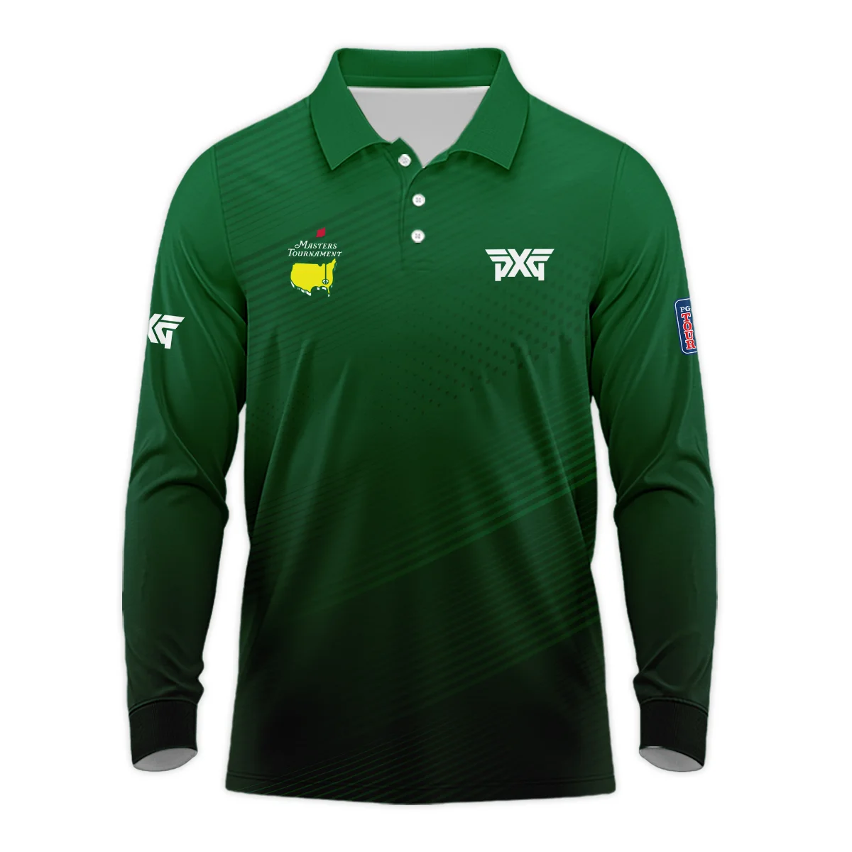 Masters Tournament Stripe Gradient Dark Green Abstract Pattern Parsons Xtreme Golf Long Polo Shirt Style Classic Long Polo Shirt For Men