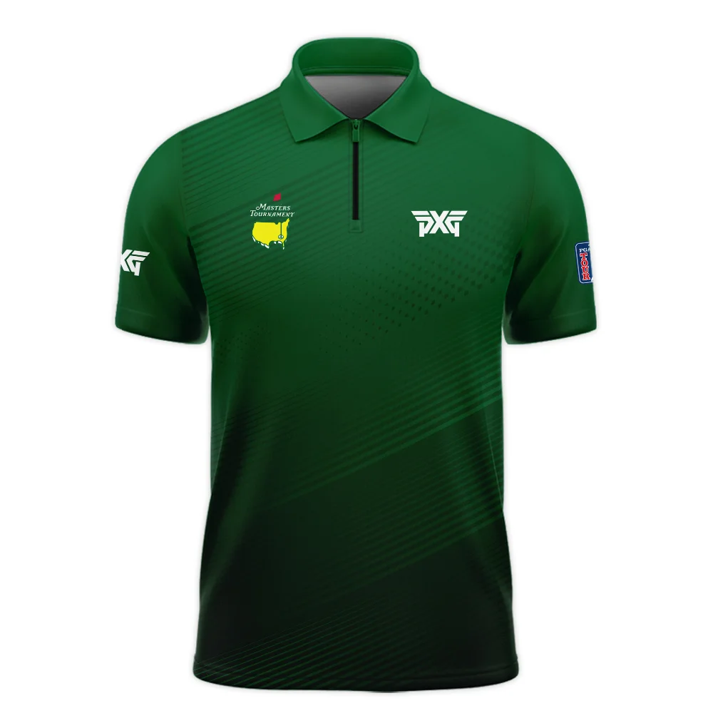 Masters Tournament Stripe Gradient Dark Green Abstract Pattern Parsons Xtreme Golf Zipper Polo Shirt Style Classic Zipper Polo Shirt For Men