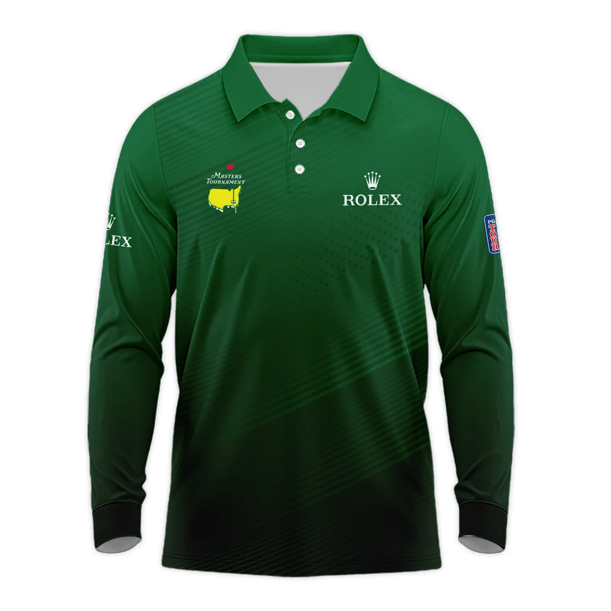 Ping Gradient Dark Green Abstract Pattern Masters Tournament Long Polo Shirt Style Classic Long Polo Shirt For Men