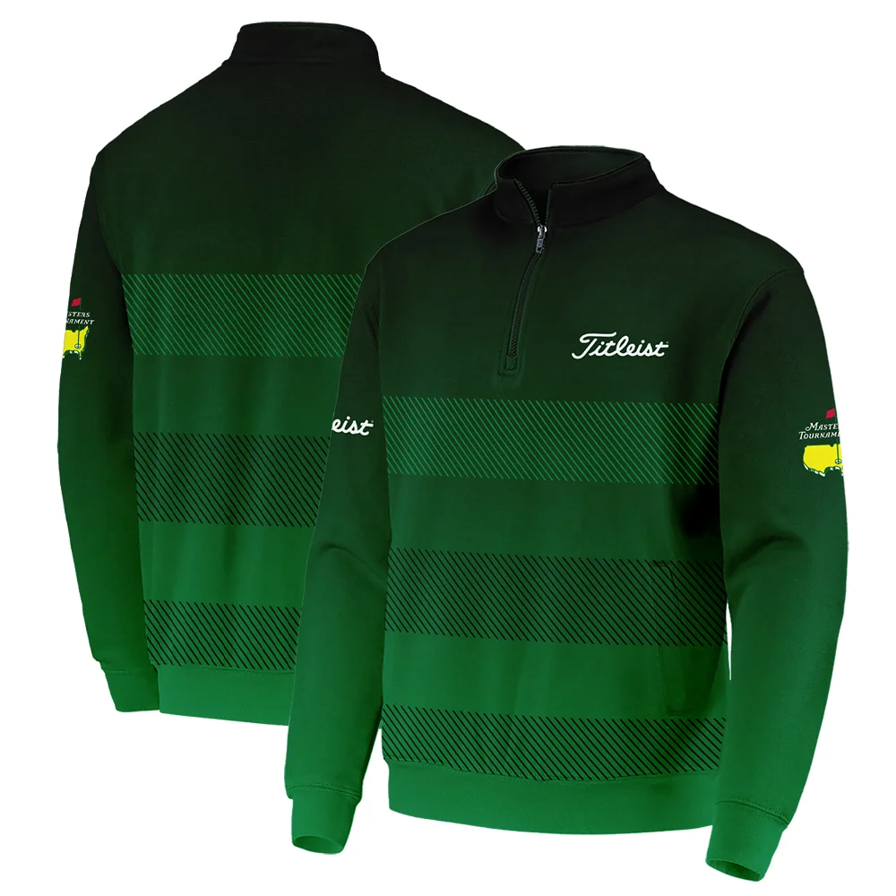 Masters Tournament Titleist Sports Quarter-Zip Jacket Green Gradient Stripes Pattern All Over Print Quarter-Zip Jacket