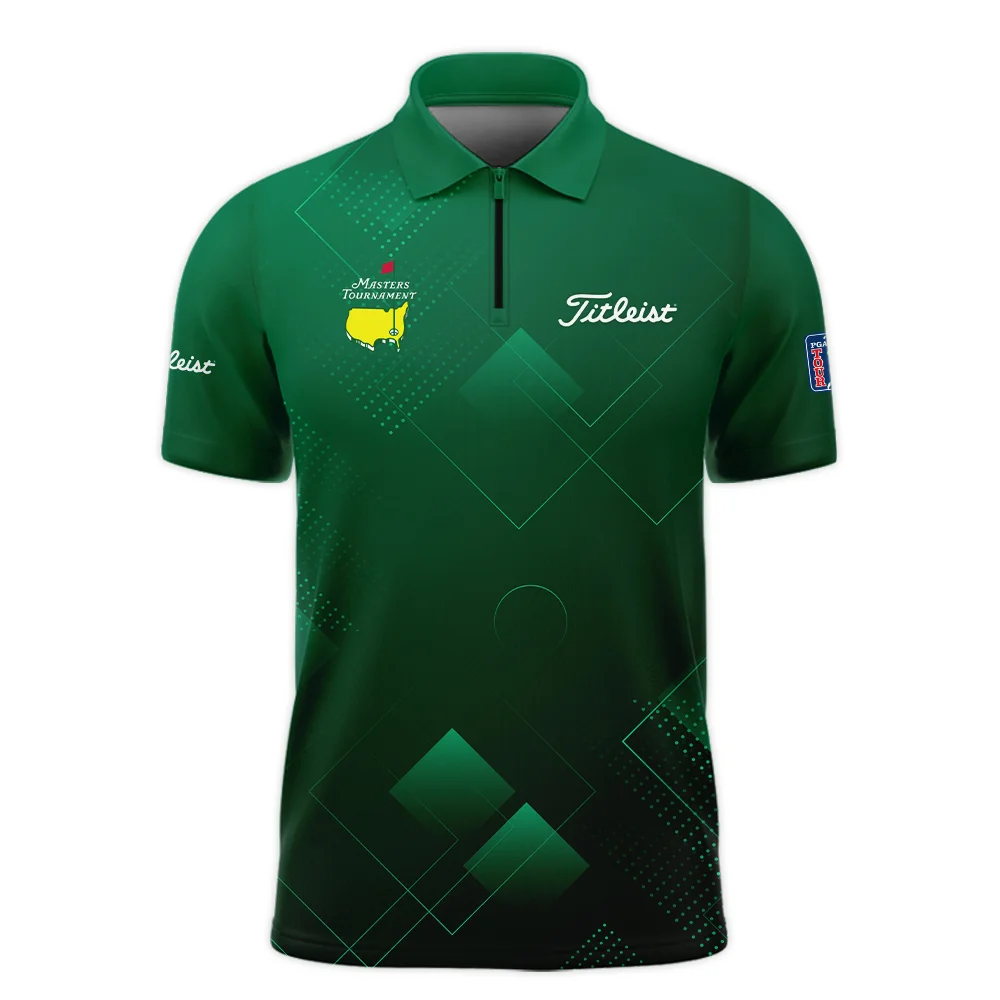 Masters Tournament Titleist Zipper Polo Shirt Golf Sports Green Abstract Geometric Zipper Polo Shirt For Men