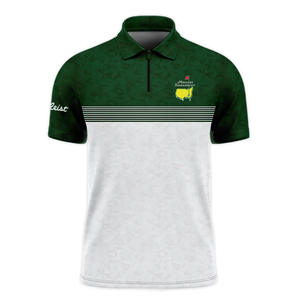 Masters Tournament Titleist Zipper Polo Shirt White Pattern White Geometric Abstract Polygon Shape Zipper Polo Shirt For Men