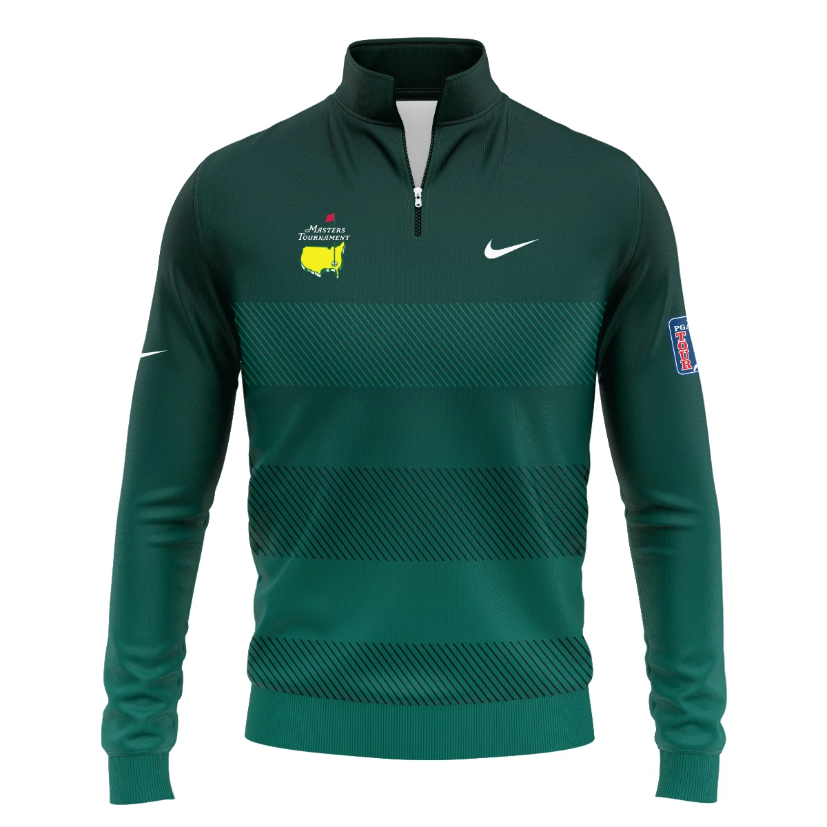 Nike Masters Tournament Dark Green Gradient Stripes Pattern Golf Sport Quarter-Zip Jacket Style Classic Quarter-Zip Jacket