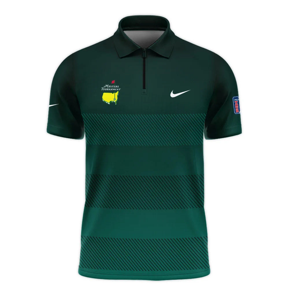 Golf Sport Green Gradient Stripes Pattern Nike Masters Tournament Zipper Polo Shirt Style Classic Zipper Polo Shirt For Men