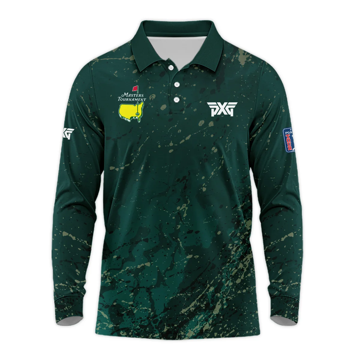 Old Cracked Texture With Gold Splash Paint Masters Tournament Parsons Xtreme Golf Long Polo Shirt Style Classic Long Polo Shirt For Men