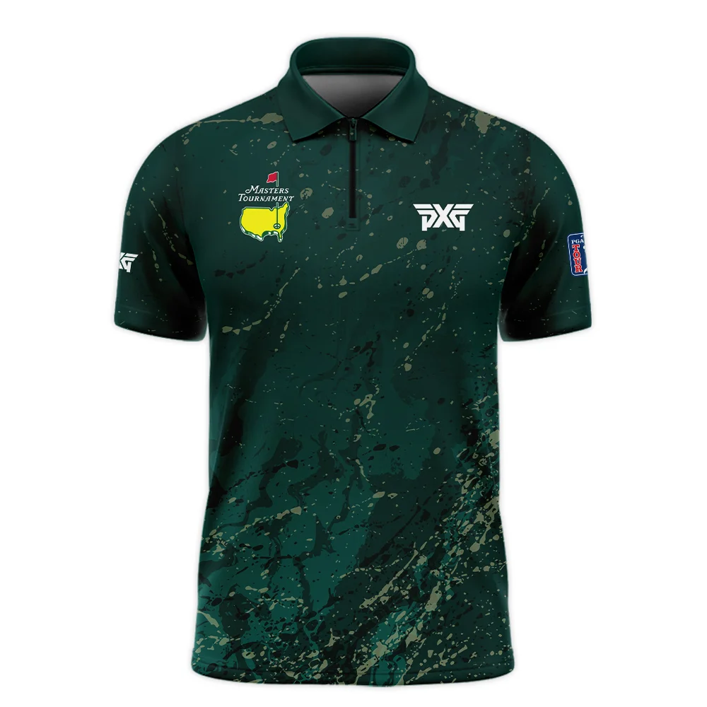 Old Cracked Texture With Gold Splash Paint Masters Tournament Parsons Xtreme Golf Zipper Polo Shirt Style Classic Zipper Polo Shirt For Men