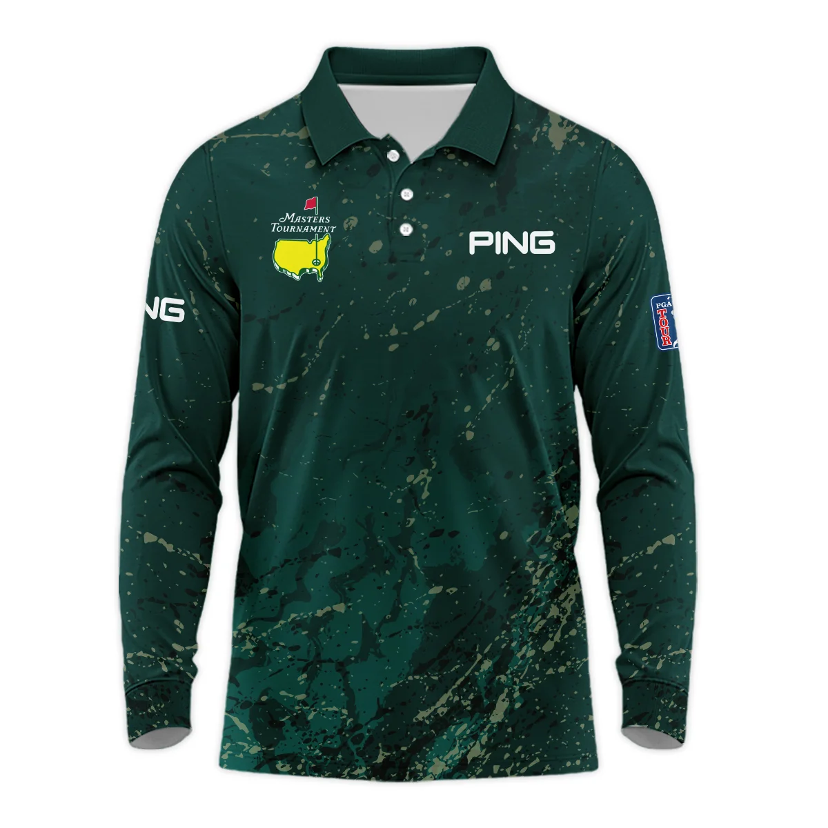 Old Cracked Texture With Gold Splash Paint Masters Tournament Rolex Long Polo Shirt Style Classic Long Polo Shirt For Men