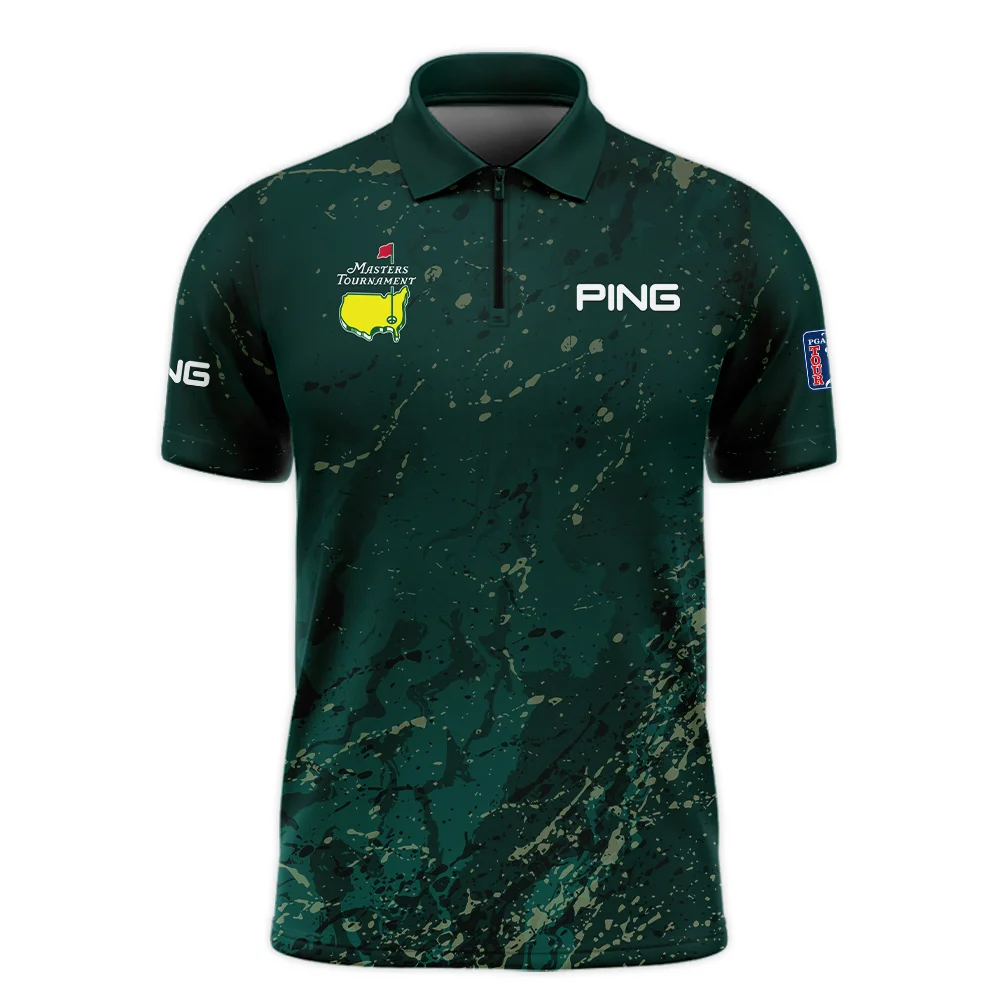 Old Cracked Texture With Gold Splash Paint Masters Tournament Ping Zipper Polo Shirt Style Classic Zipper Polo Shirt For Men