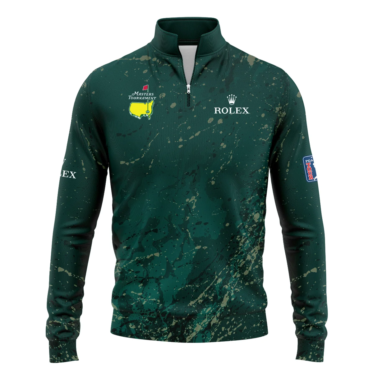 Green Fabric Ikat Diamond pattern Masters Tournament Rolex Quarter-Zip Jacket Style Classic Quarter-Zip Jacket