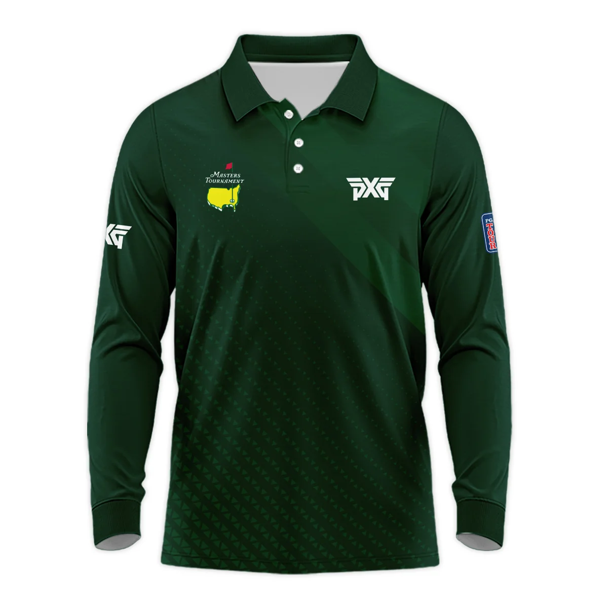 Parsons Xtreme Golf Gradient Dark Green Abstract Pattern Masters Tournament Long Polo Shirt Style Classic Long Polo Shirt For Men