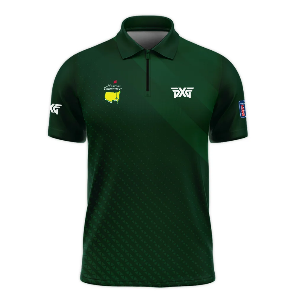 Golf Masters Tournament Green Argyle Pattern Zipper Polo Shirt Style Classic Zipper Polo Shirt For Men