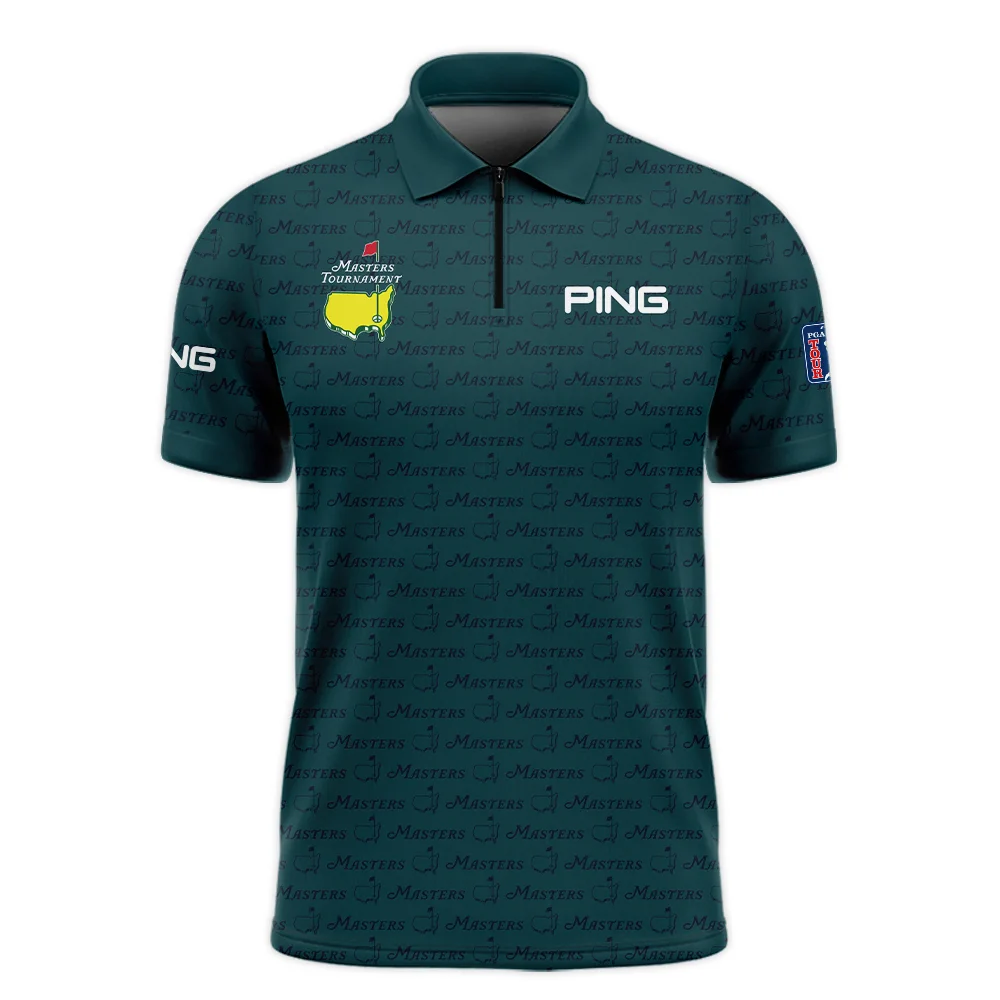 Masters Tournament Ping Zipper Polo Shirt Golf Sports Green Abstract Geometric Zipper Polo Shirt For Men