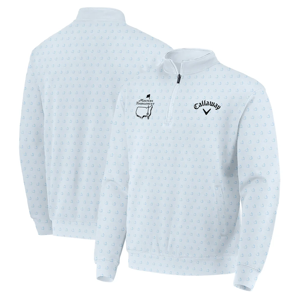 Pattern Masters Tournament Callaway Quarter-Zip Jacket White Light Blue Color Pattern Logo  Quarter-Zip Jacket