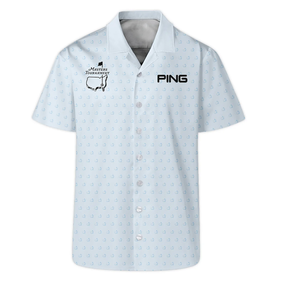 Pattern Masters Tournament Ping Hawaiian Shirt White Light Blue Color Pattern Logo  Oversized Hawaiian Shirt