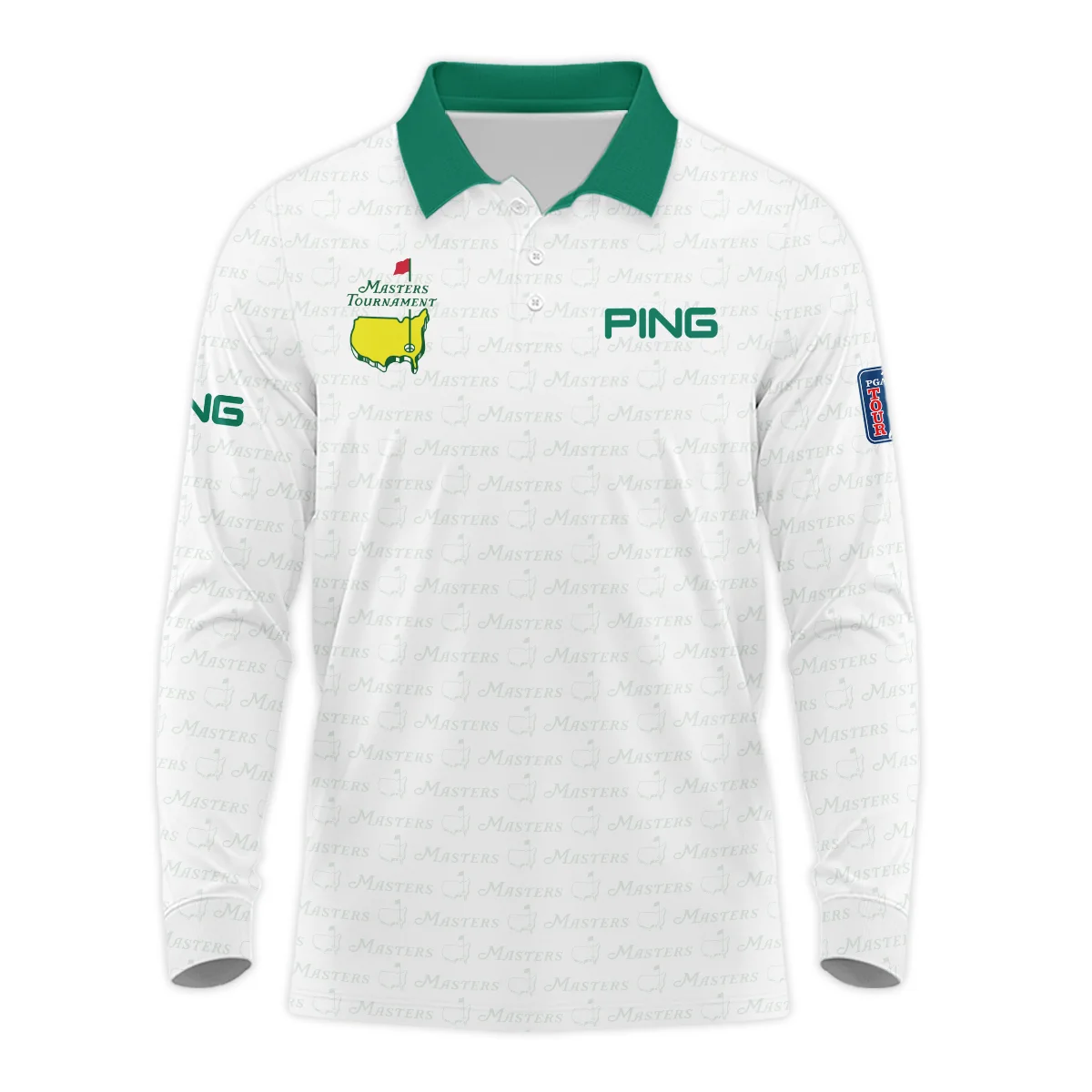 Pattern Masters Tournament Ping Long Polo Shirt White Green Sport Love Clothing Long Polo Shirt For Men