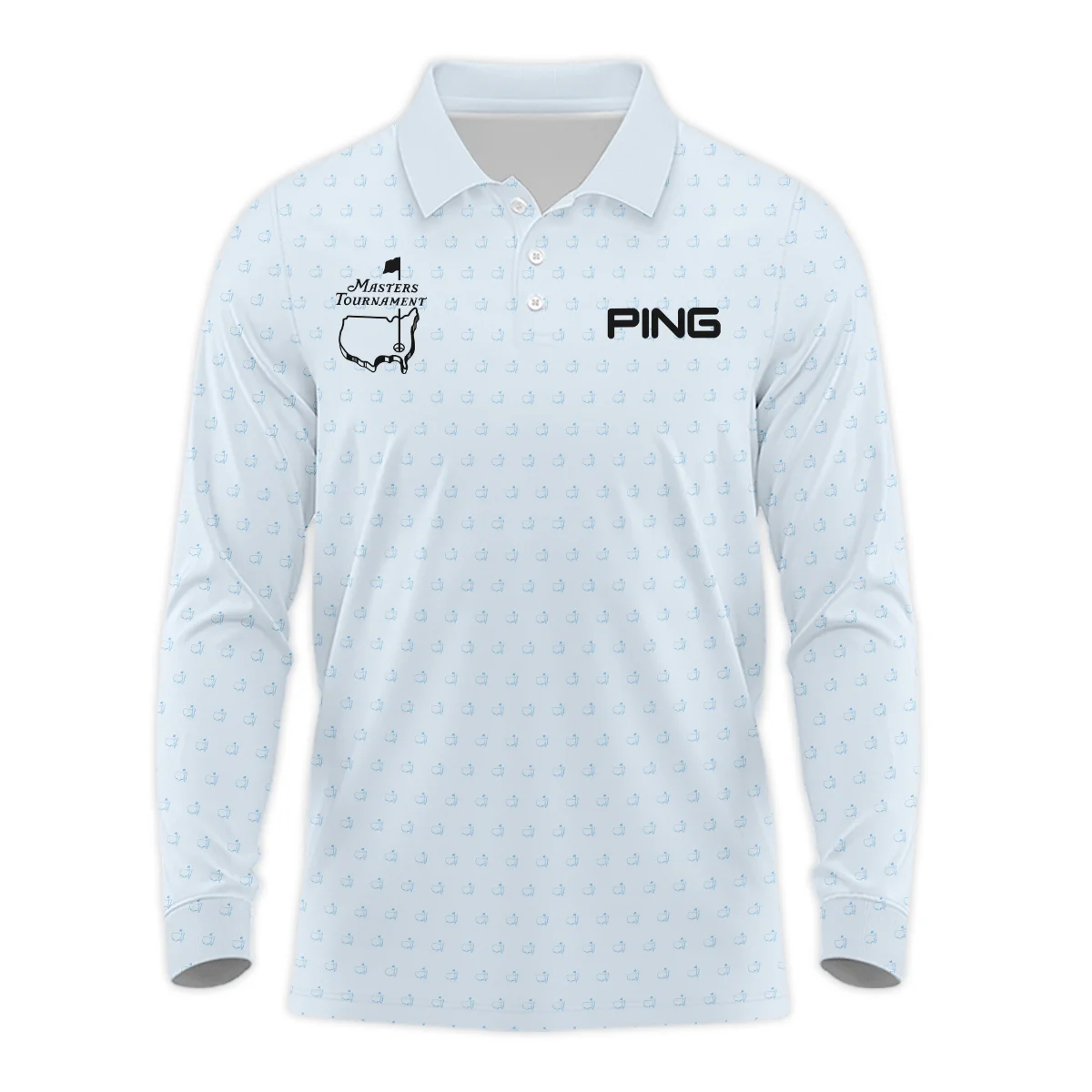 Masters Tournament Ping Long Polo Shirt White Pattern White Geometric Abstract Polygon Shape Long Polo Shirt For Men