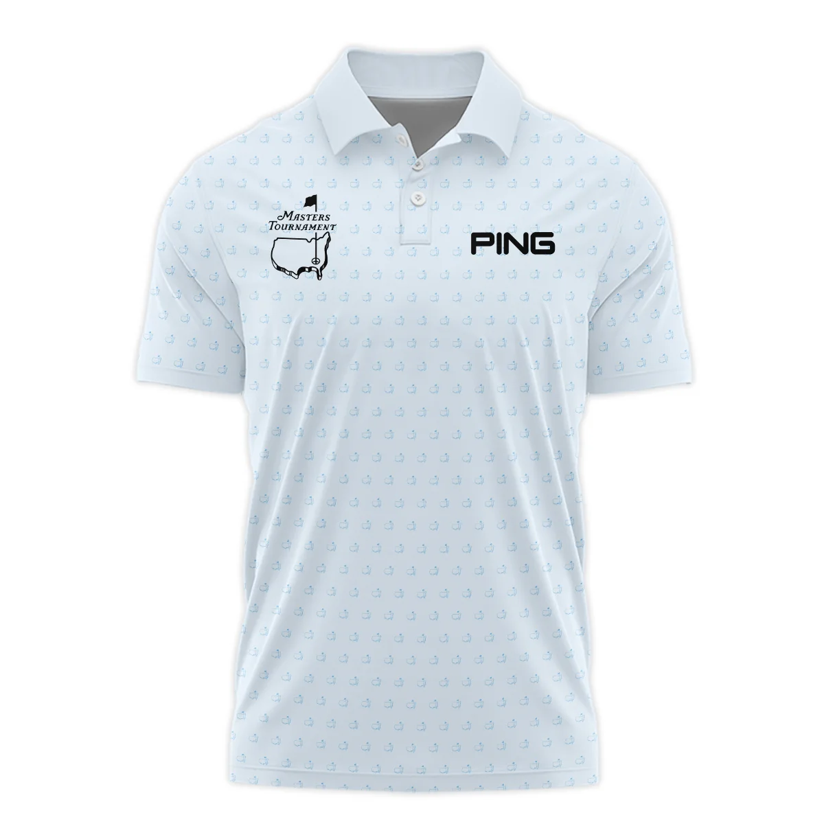 Pattern Masters Tournament Ping Polo Shirt White Light Blue Color Pattern Logo  Polo Shirt For Men