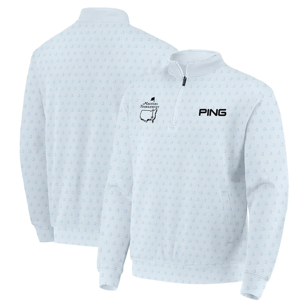 Pattern Masters Tournament Ping Quarter-Zip Jacket White Light Blue Color Pattern Logo  Quarter-Zip Jacket