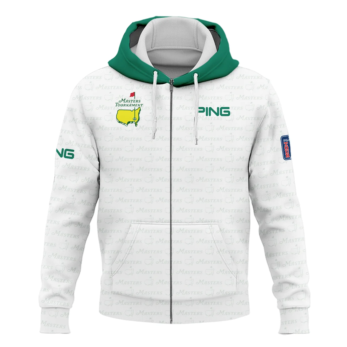 Pattern Masters Tournament Ping Zipper Hoodie Shirt White Green Sport Love Clothing Zipper Hoodie Shirt