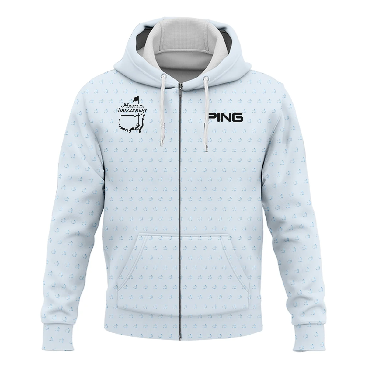 Pattern Masters Tournament Ping Zipper Hoodie Shirt White Light Blue Color Pattern Logo  Zipper Hoodie Shirt