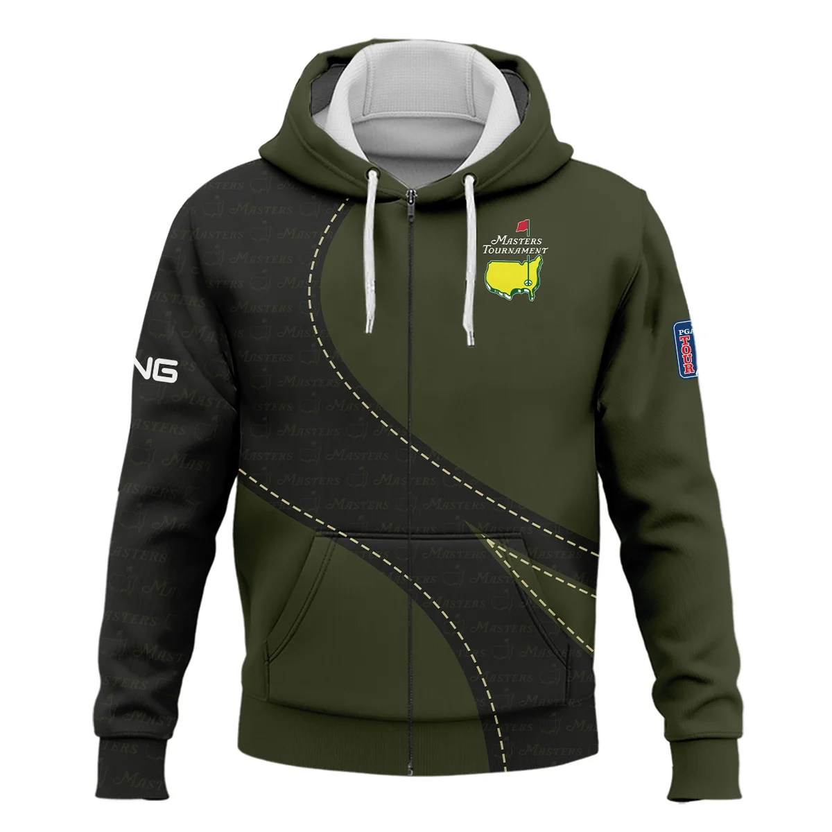 Sports Ping Masters Tournament Zipper Hoodie Shirt Star Pattern Dark Green Gradient Golf Zipper Hoodie Shirt