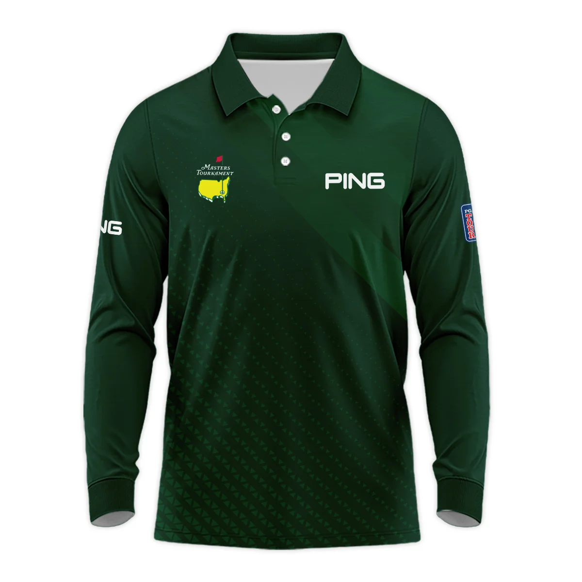 Ping Gradient Dark Green Abstract Pattern Masters Tournament Long Polo Shirt Style Classic Long Polo Shirt For Men