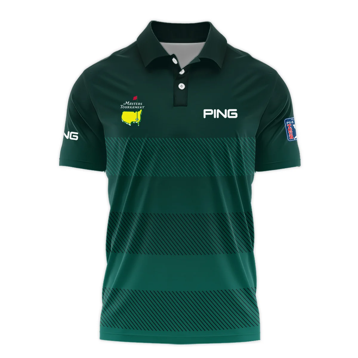 Ping Masters Tournament Dark Green Gradient Stripes Pattern Golf Sport Polo Shirt Style Classic Polo Shirt For Men