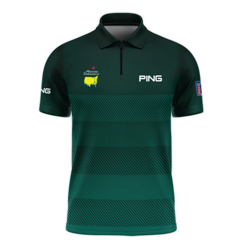 Golf Sport Green Gradient Stripes Pattern Ping Masters Tournament Zipper Polo Shirt Style Classic Zipper Polo Shirt For Men