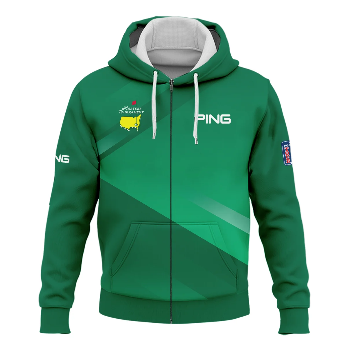 Ping Masters Tournament Golf Zipper Hoodie Shirt Green Gradient Pattern Sports All Over Print Zipper Hoodie Shirt