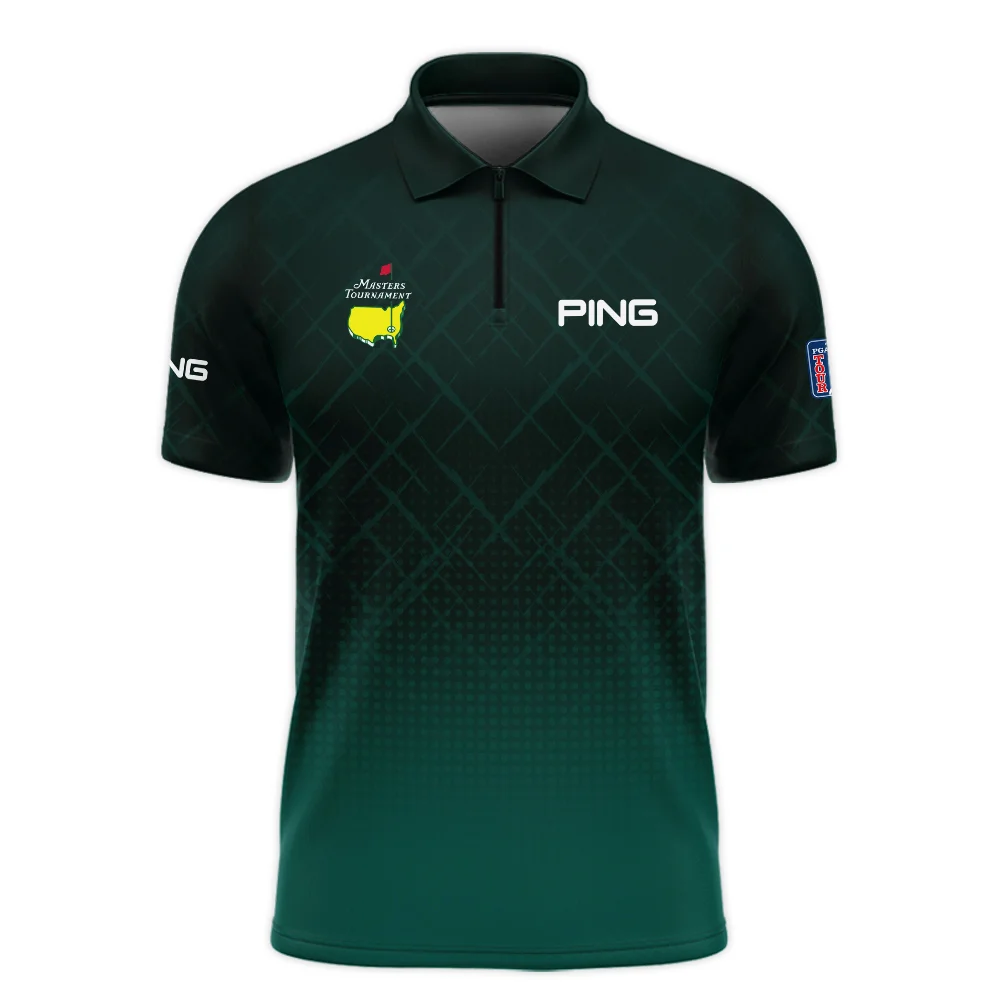 Gradient Dark Green Geometric Pattern Masters Tournament Ping Zipper Polo Shirt Style Classic Zipper Polo Shirt For Men