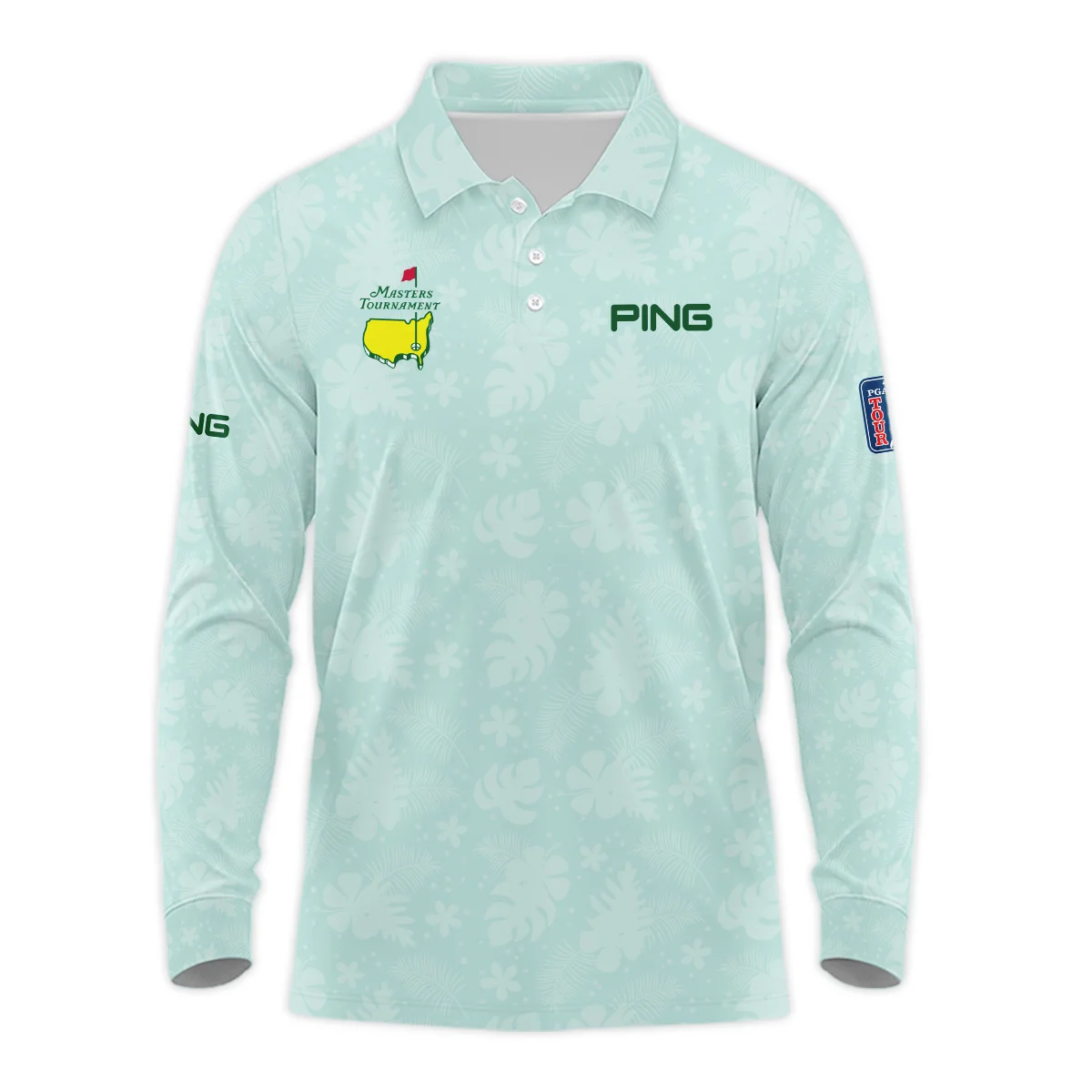 Masters Tournament Ping Sports Long Polo Shirt Green Gradient Stripes Pattern All Over Print Long Polo Shirt For Men