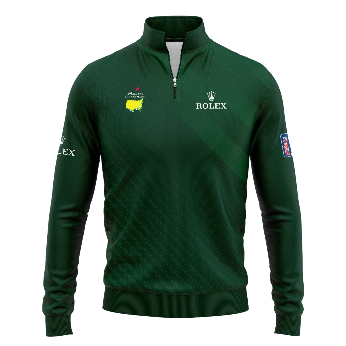 Rolex Gradient Dark Green Abstract Pattern Masters Tournament Quarter-Zip Jacket Style Classic Quarter-Zip Jacket