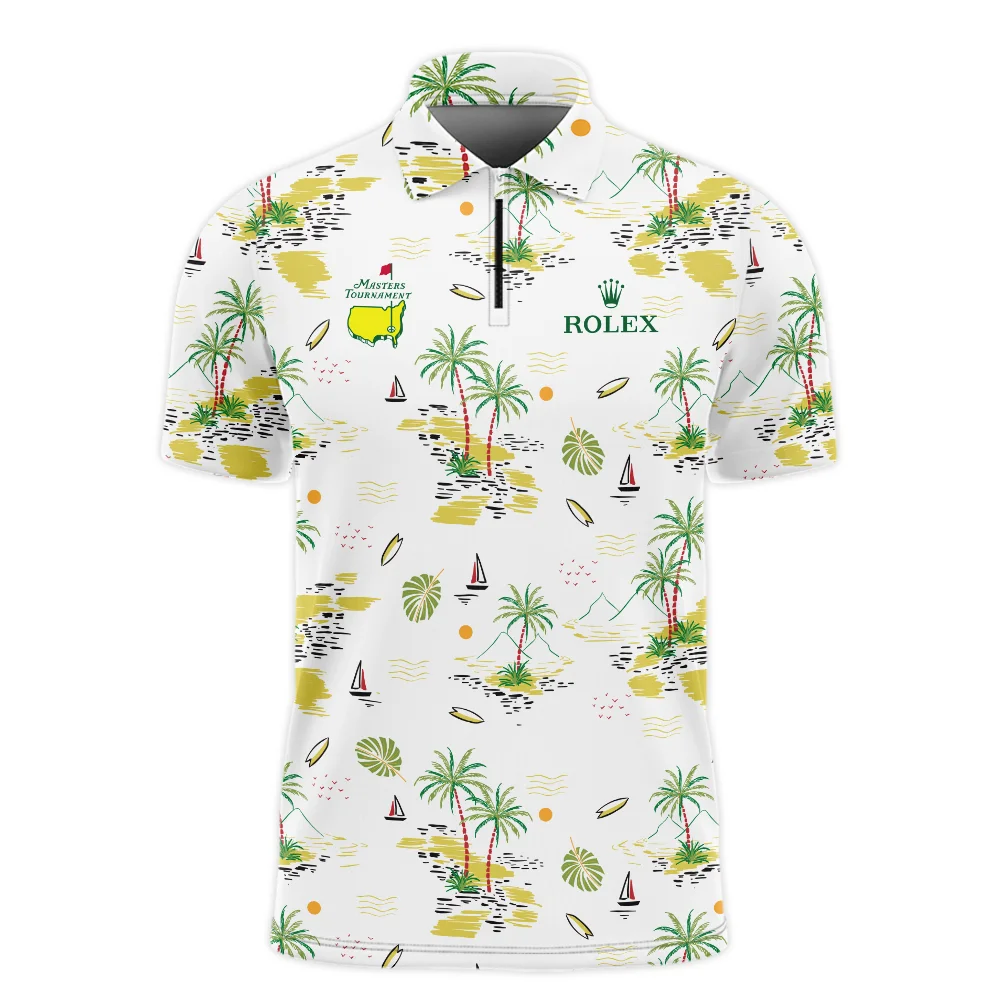 Masters Tournament Callaway Tileable Seamless Hawaiian Pattern Zipper Polo Shirt Style Classic Zipper Polo Shirt For Men