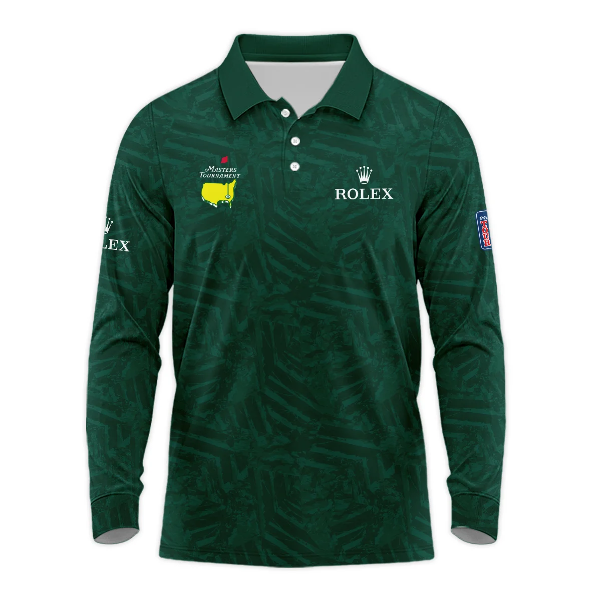 Callaway Masters Tournament Green Stratches Seamless Pattern Long Polo Shirt Style Classic Long Polo Shirt For Men