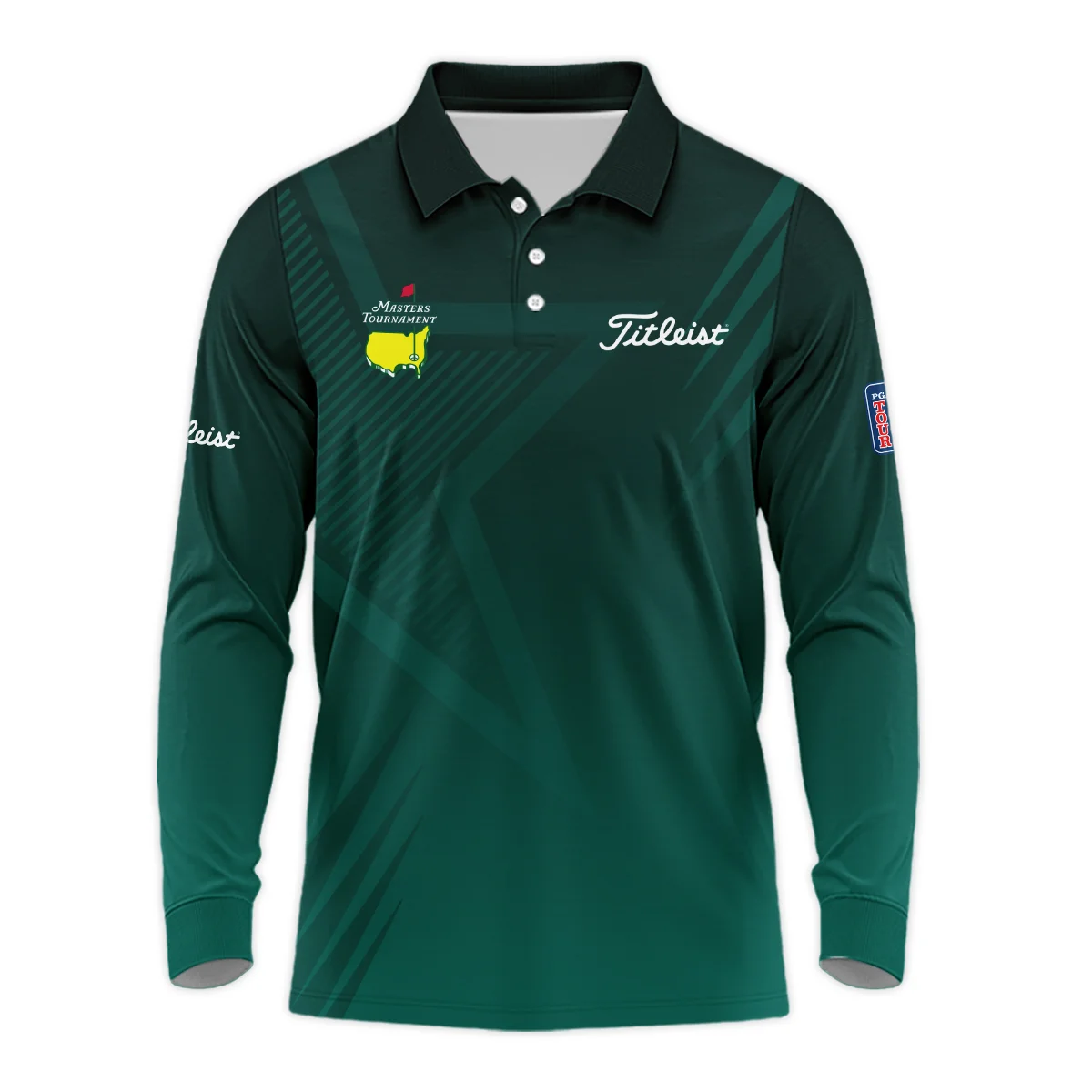 Sports Titleist Masters Tournament Long Polo Shirt Star Pattern Dark Green Gradient Golf Long Polo Shirt For Men