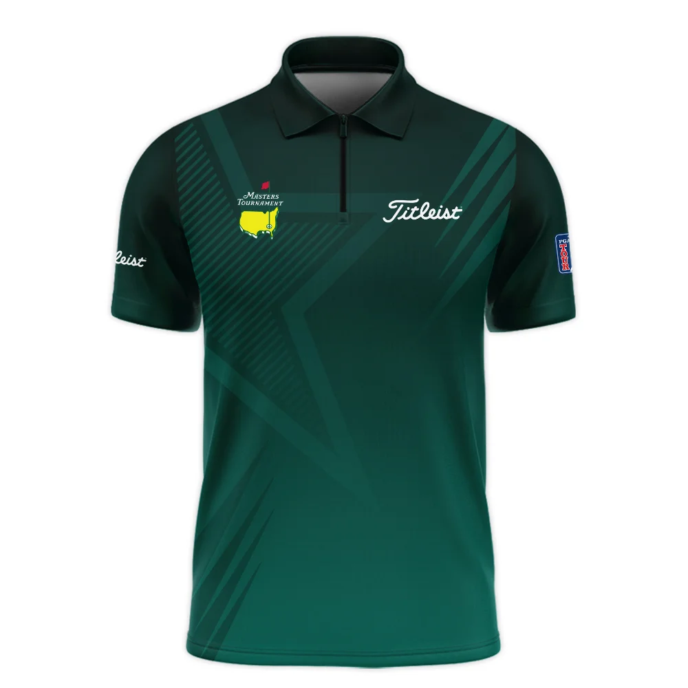 Sports Titleist Masters Tournament Zipper Polo Shirt Star Pattern Dark Green Gradient Golf Zipper Polo Shirt For Men