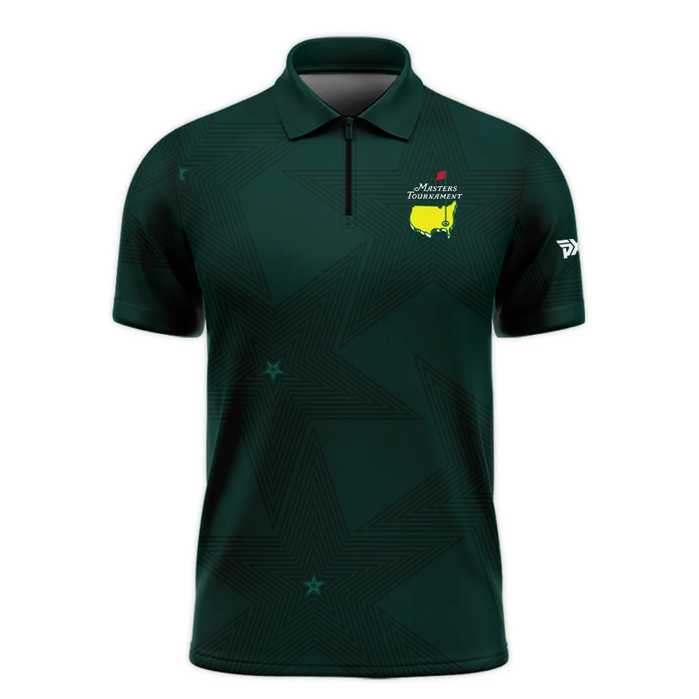 Masters Tournament Star Dark Green Pattern Zipper Polo Shirt Style Classic Zipper Polo Shirt For Men