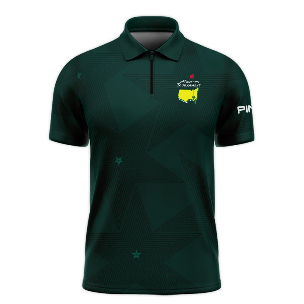 Stars Dark Green Golf Masters Tournament Ping Zipper Polo Shirt Style Classic Zipper Polo Shirt For Men