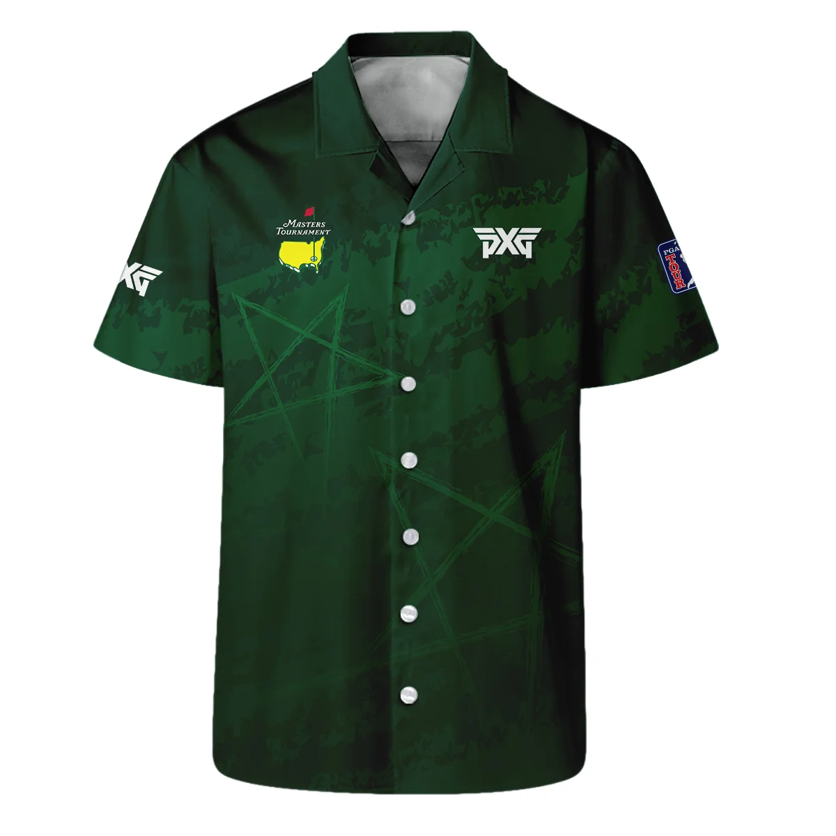 Stars Gradient Dark Green Grunge Pattern Masters Tournament Parsons Xtreme Golf Hawaiian Shirt Style Classic Oversized Hawaiian Shirt