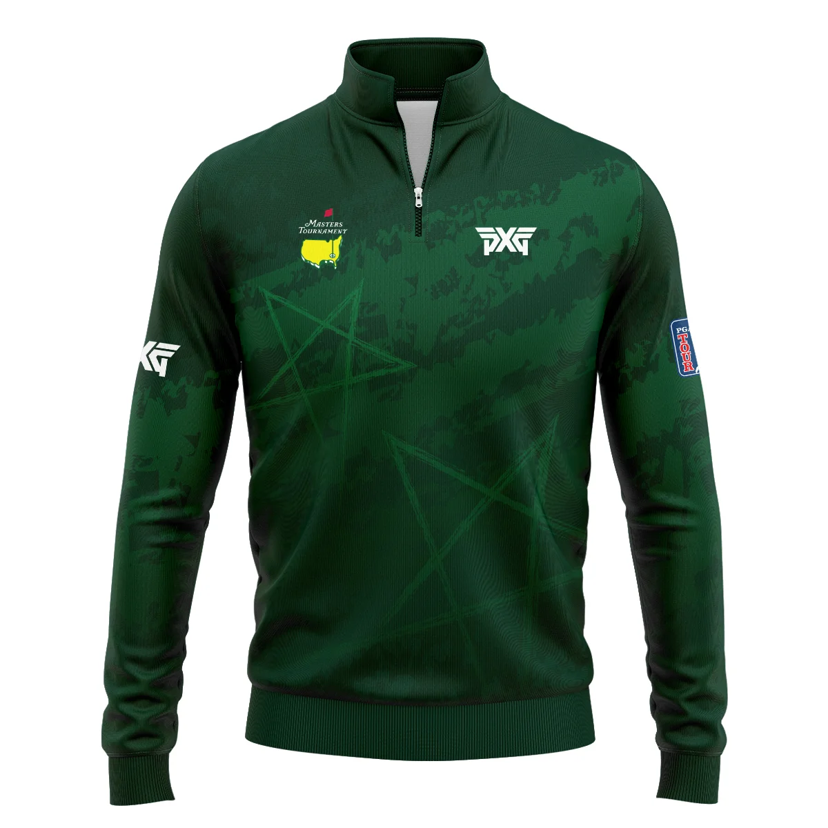 Stars Gradient Dark Green Grunge Pattern Masters Tournament Parsons Xtreme Golf Quarter-Zip Jacket Style Classic Quarter-Zip Jacket