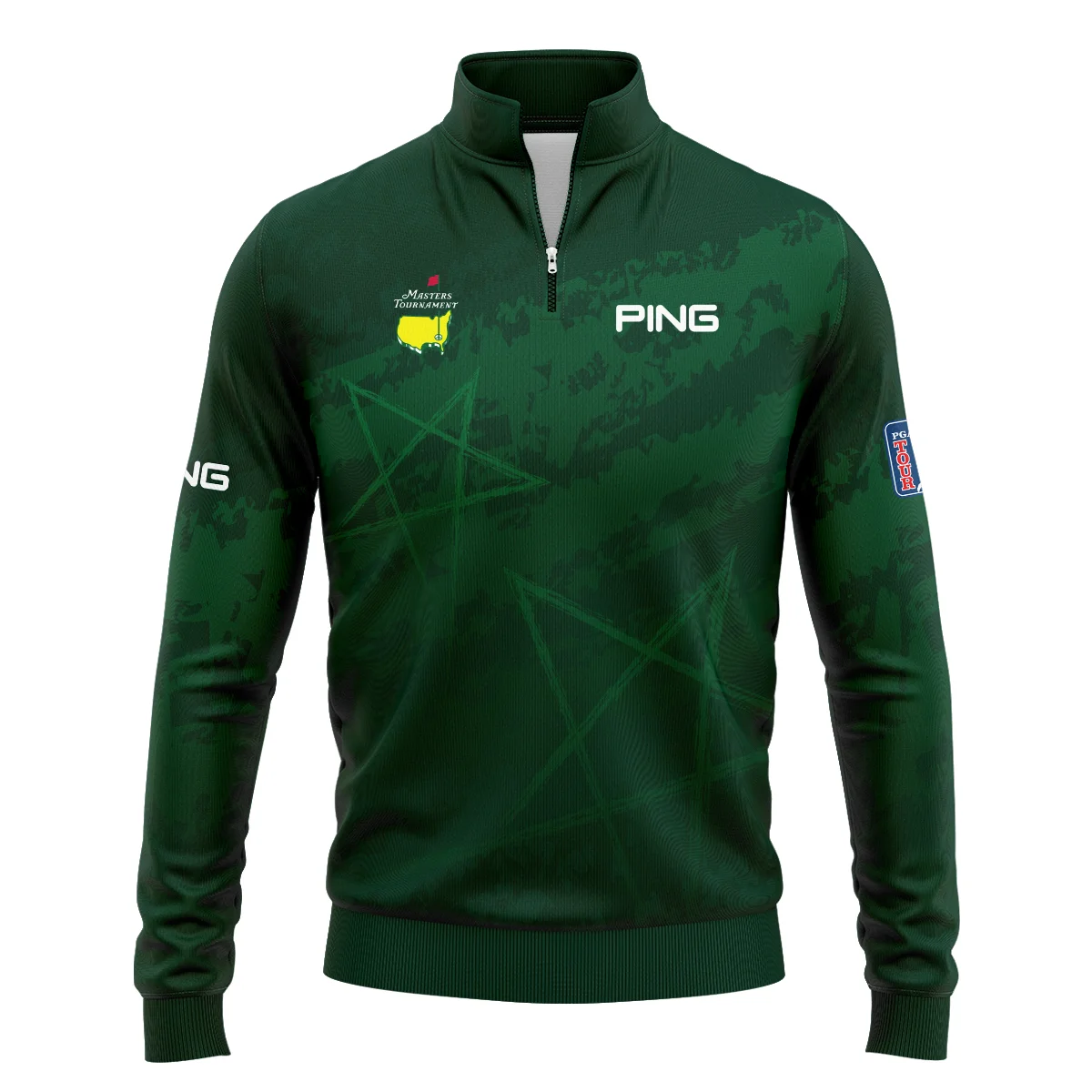 Stars Gradient Dark Green Grunge Pattern Masters Tournament Ping Quarter-Zip Jacket Style Classic Quarter-Zip Jacket