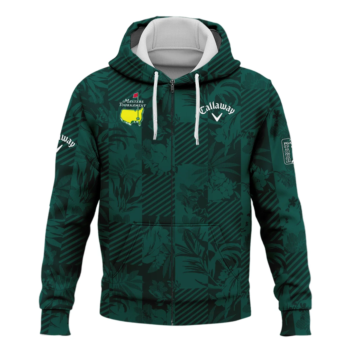 Tropical Leaves ,Foliage With Geometric Stripe Pattern Golf Masters Tournament Callaway Zipper Hoodie Shirt Style Classic Zipper Hoodie Shirt